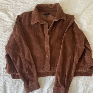 Brown corduroy jacket cropped large forever 21
